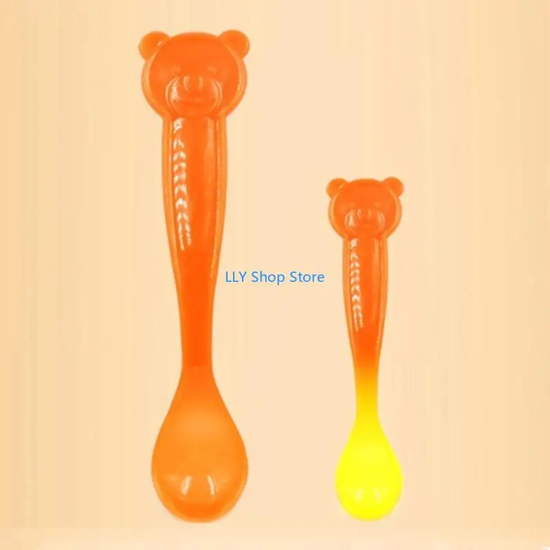 T8UD الطفل ملعقة استشعار الحرارة الغذاء ملعقة تغذية الطفل ملعقة تدريب أدوات المطبخ #3