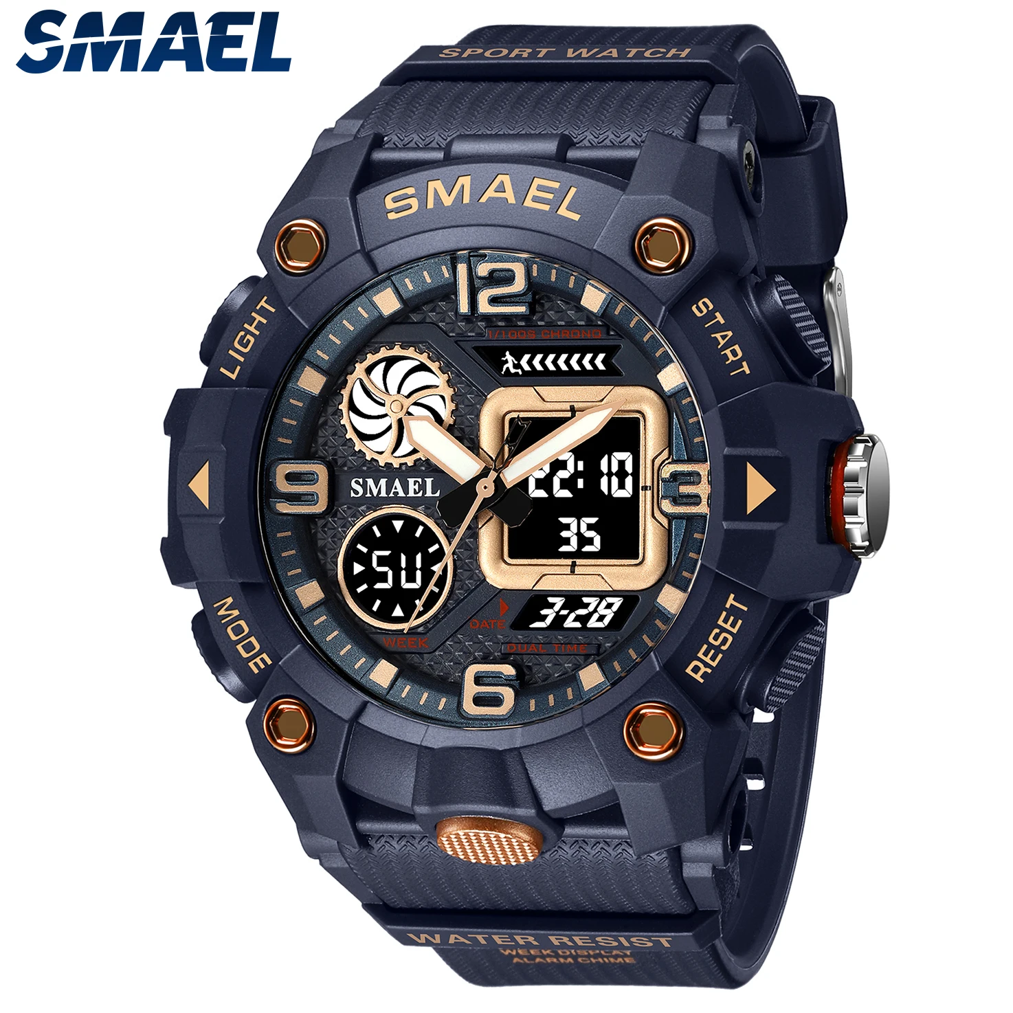 

SMAEL Watch Sport 50M Waterproof Stopwatch Week Display LED Digital Alarm Clock Male 8055 Men Watches Sports Wristwatches