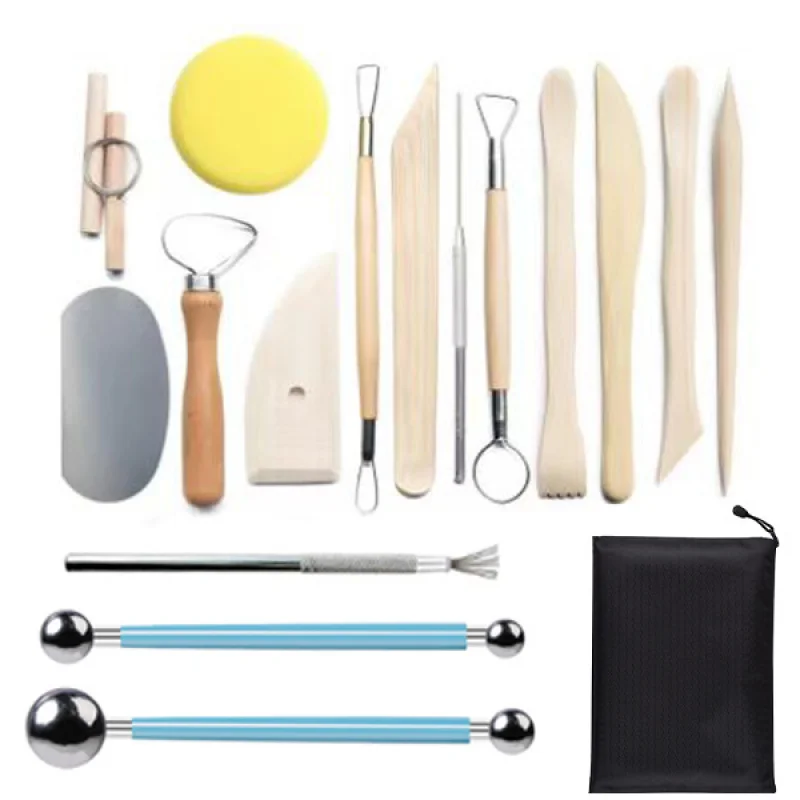 32Piece Ceramic Handcraft Tool Set，Clay ToolsdiyCarving Knife Stone Plastic Clay Soft Pottery Clay Sculpture Accessories with St