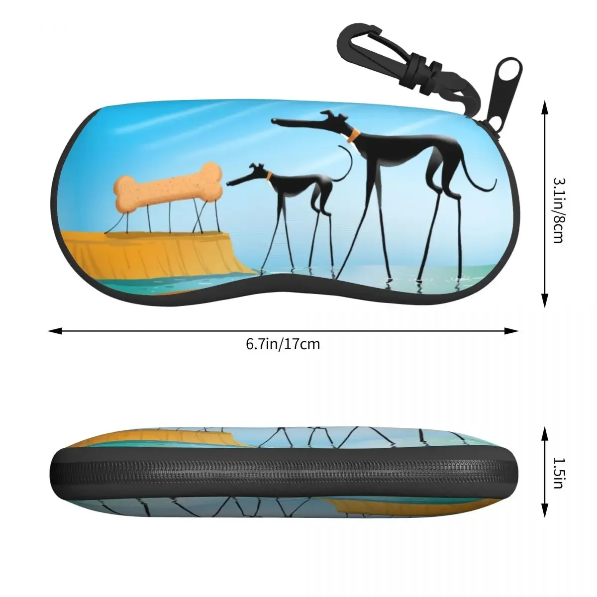 Salvador Dali Funny Greyhound Lurcher Glasses Case Portable Whippet Sighthound Dog Art Shell Eyeglasses Case Sunglasses Box