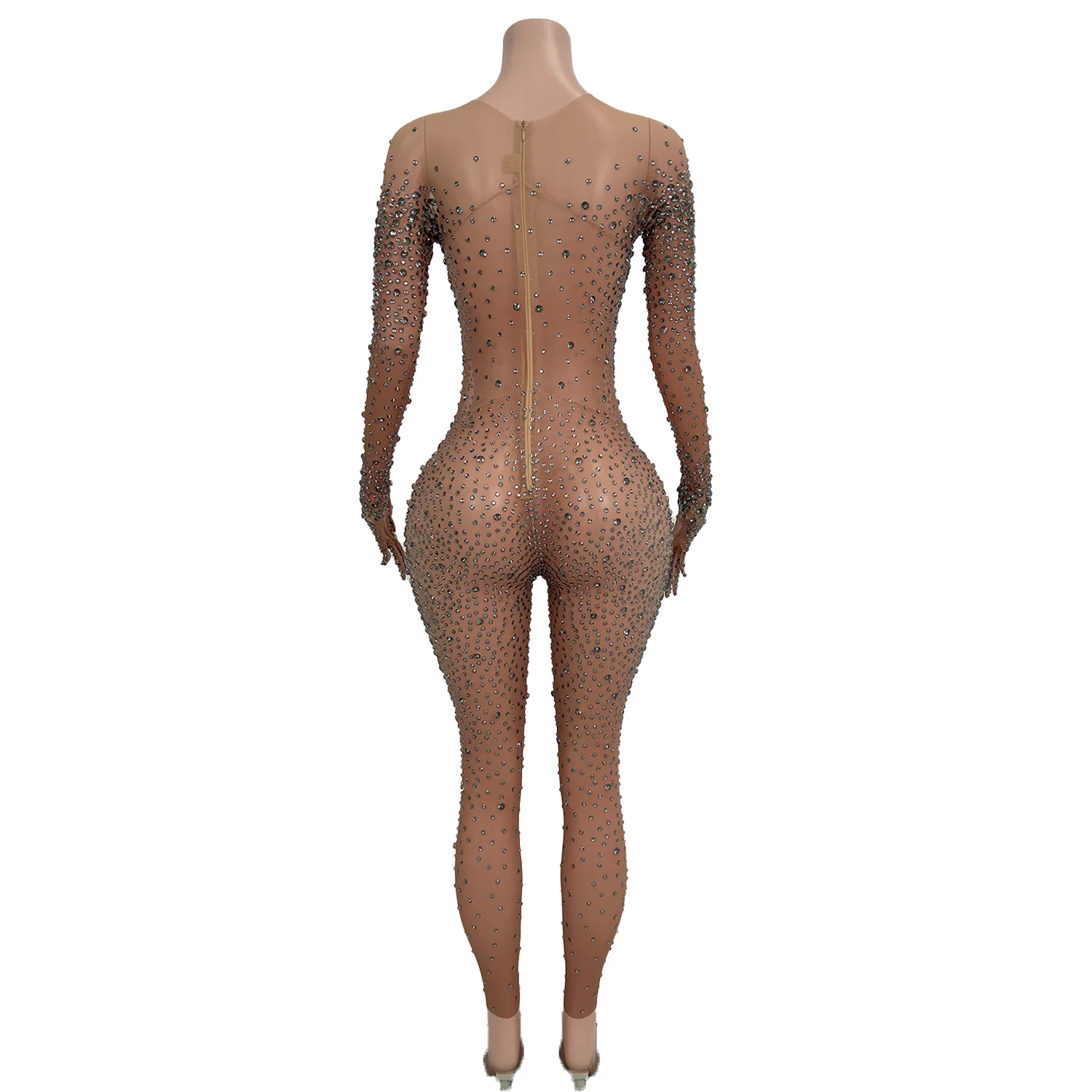 Sparkly Rhinestones Jumpsuit Sexy Mesh Nightclub Outfit Singer Dancer Performance Costume Show Stage Wear Tiaotiaotang