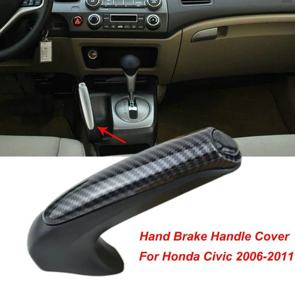 Car Front Hand Brake Handle Cover For Honda Civic Coupe Sedan 2006 - 2011 Carbon Fiber Style Front Hand Brake Trim Cover