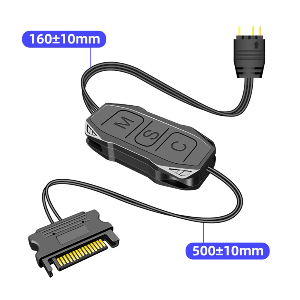Desktop Computer Control Fan LED Lighting Water Cooler Fan Light Strip 5V 3 Pin to SATA ARGB Mini Controller Cable