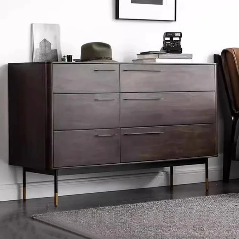 

Tonality retro all solid wood living room side cabinet bedroom light luxury storage cabinet