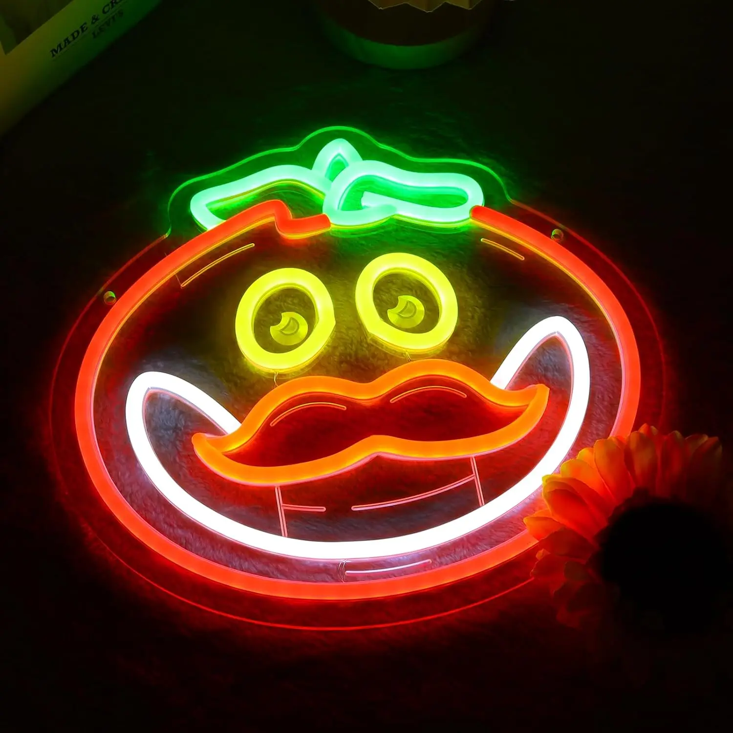 

Неоновая вывеска с томатной головой, неоновые вывески для декора стен, неоновые огни игры Fortnite для любителей игр Fortnite, подарки с диммером, питанием от USB