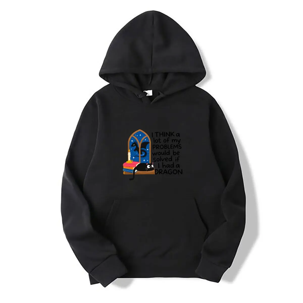 I Think My Problems Would Be Solved If I Had A Dragon Autumn and winter new men's and women's hooded sweatshirts