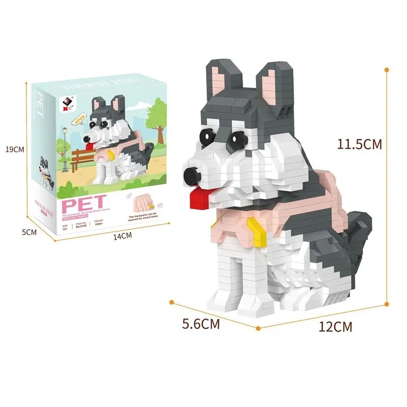 

Mini Blocks Pet Dog Animal Building Bricks Husky Assembly Children Toys Bulldog Brinquedos Kids Gift New Year YZ