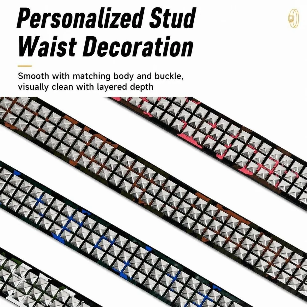 PU Leather Studded PU Belt Metal Alloy Buckle Print Waist Belt Rivet Decor Unisex Design Hip Hop Waist Belt Jeans Pants