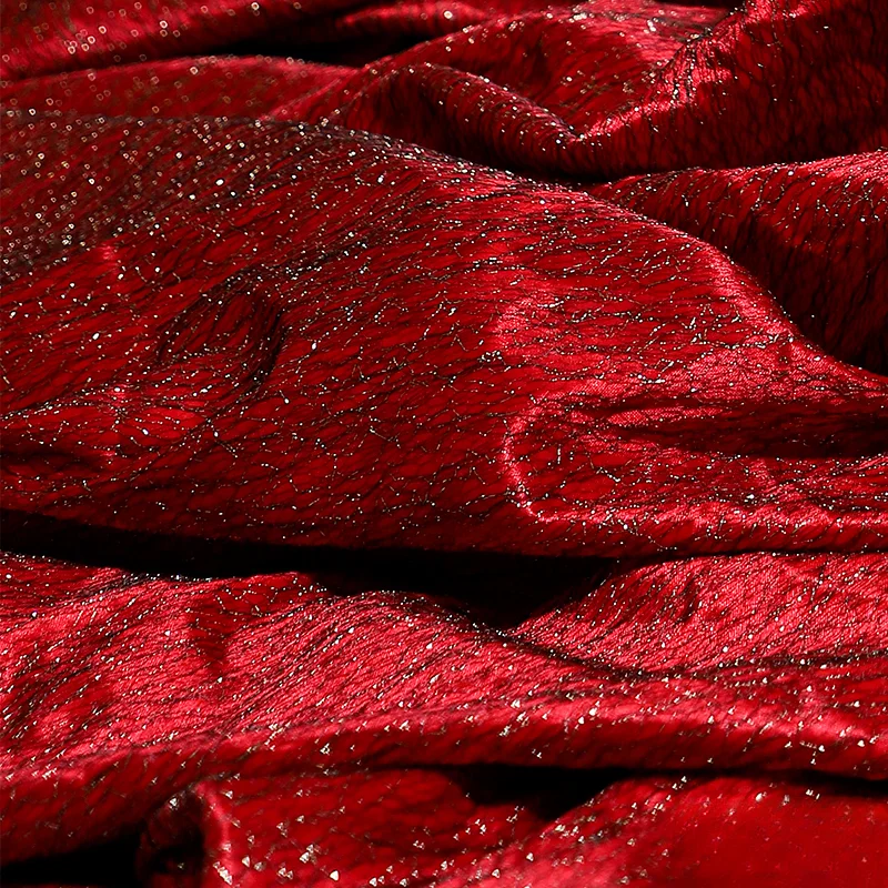 Elastic Candy Red Diamond Light Sensitive Fabric Dress Stage Fashion Background Designer Graduation Creative Fabric