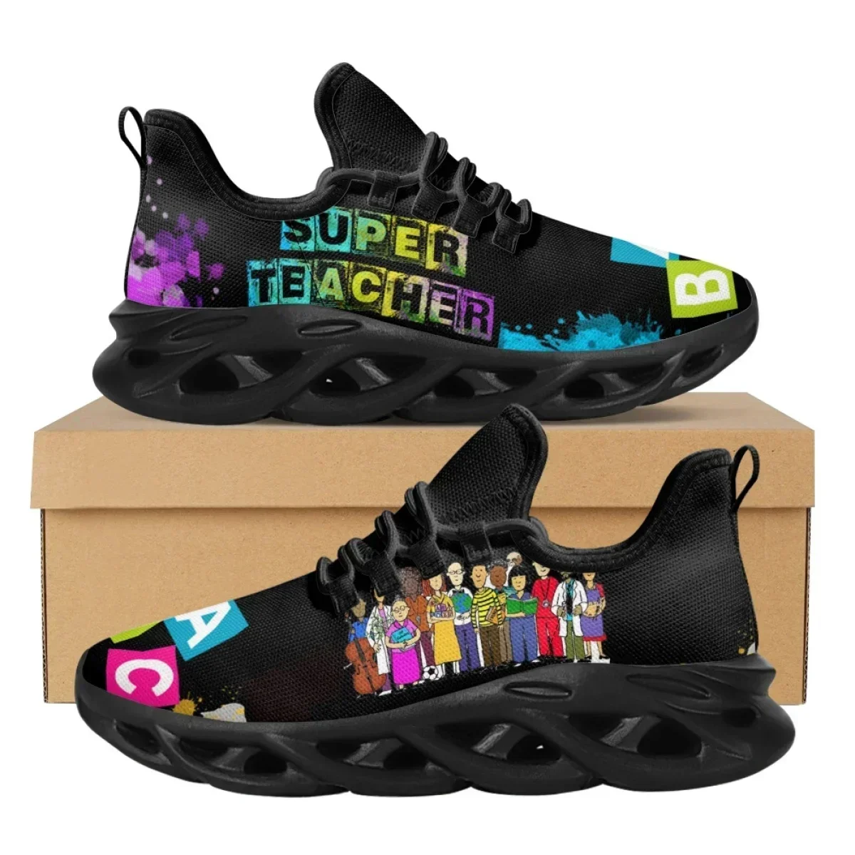 

Cartoon Teacher Pattern Casual Shoes Happy Teachers Day Footwear Gifts Spring Breathable Casual Flat Walking Shoes Chaussure
