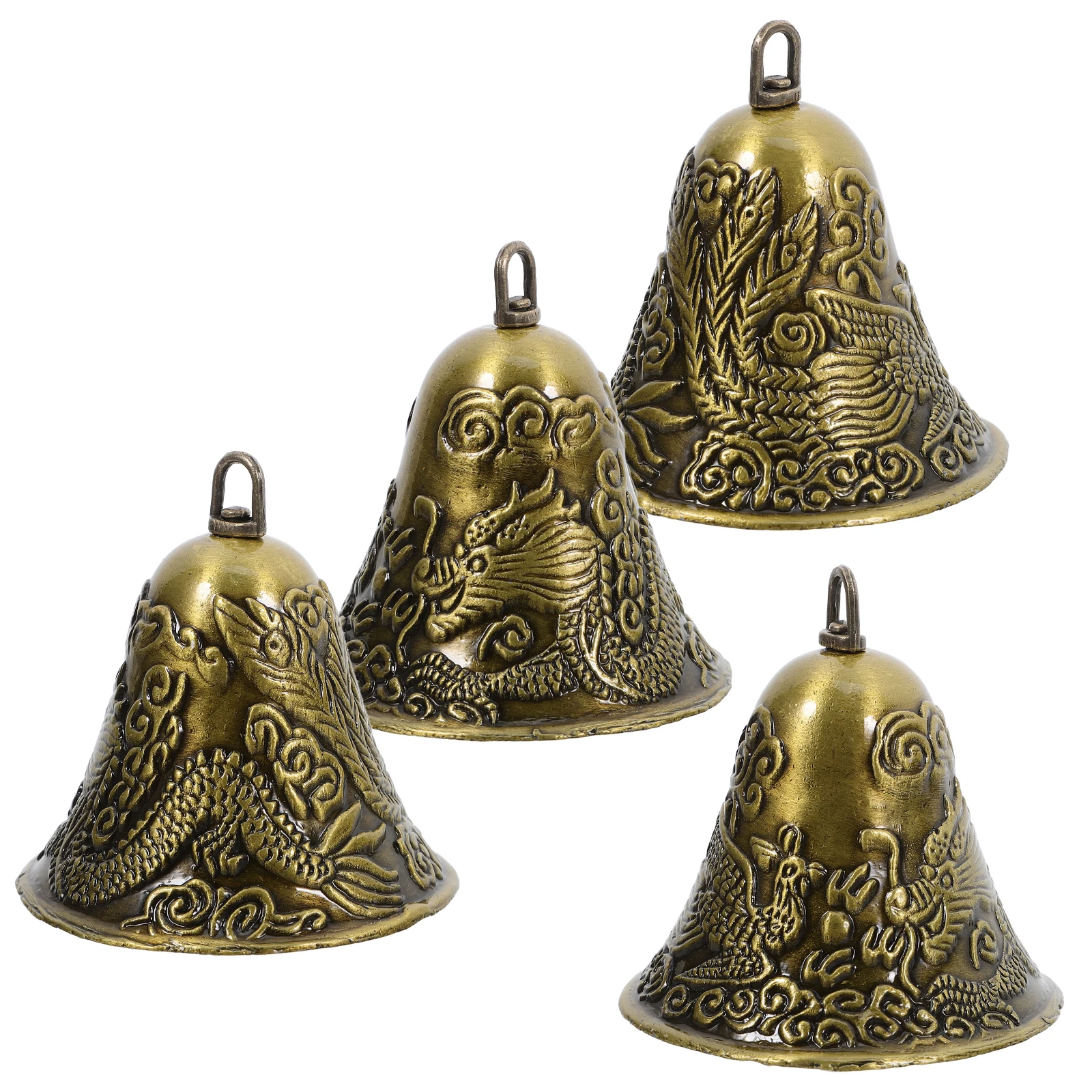 

4 Pcs Dragon Phoenix Wind Chime Accessories Durable Vintage Mini Bells Decor Craft Waterproof Jingle Temple