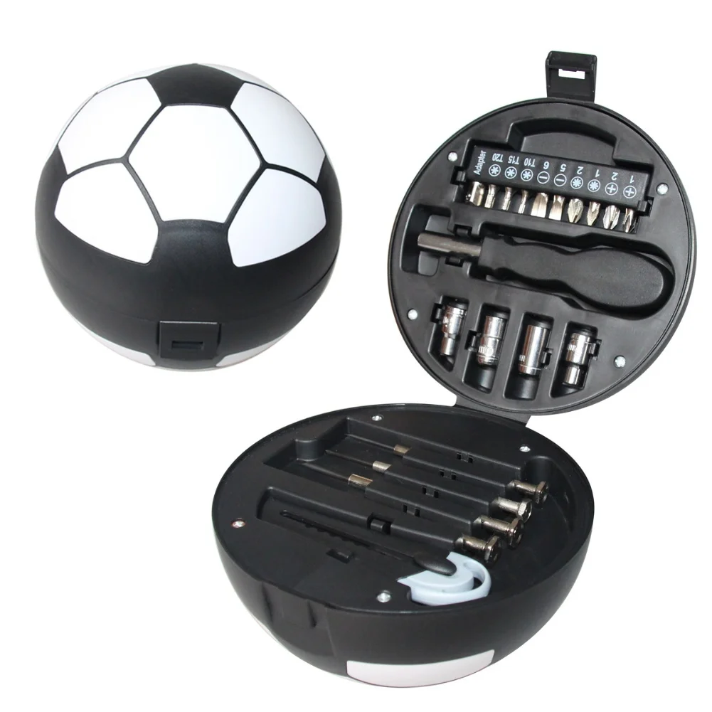 Black Football Screwdriver Kit With 4 Sockets And 10 Bits Multi-head Non-slip Handle For Small Electronics Watch Repair Tool