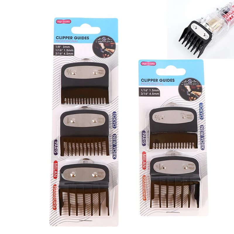 2/3pcs Professional Cutting Guide Comb Hair Clipper Limit Comb With Metal Clip