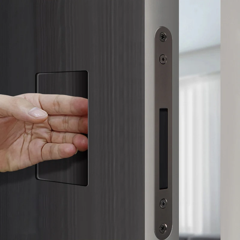 

NoHa Concealed Wooden Hidden Mounting Latch Pocket Invisible Secret Lock Black Magnetic Suction Mute Metal Door Handle