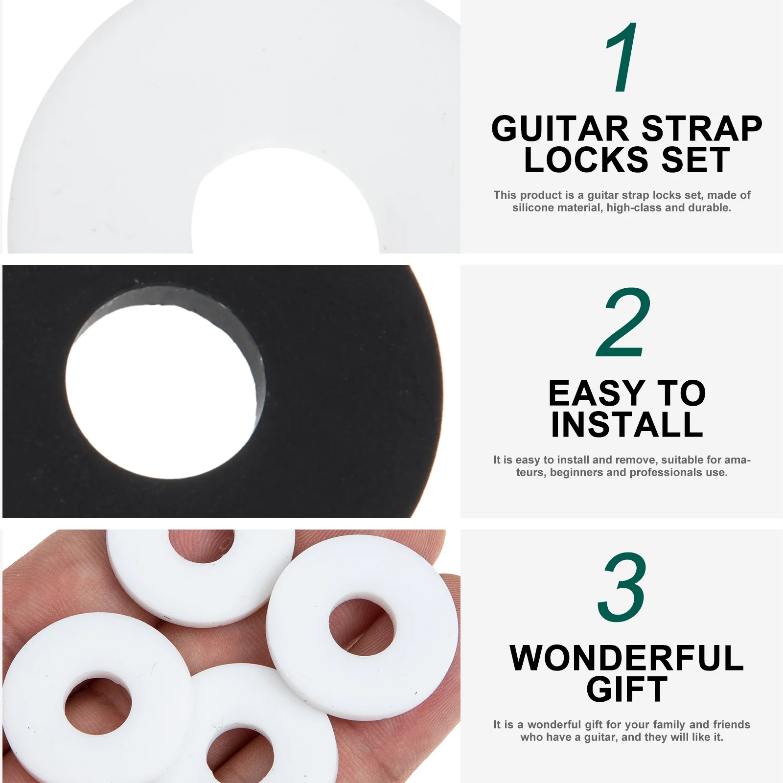 

16 Pcs Anti-slip Strap Studs Blocks for Bass Buckle Silica Gel Guitar Accessories
