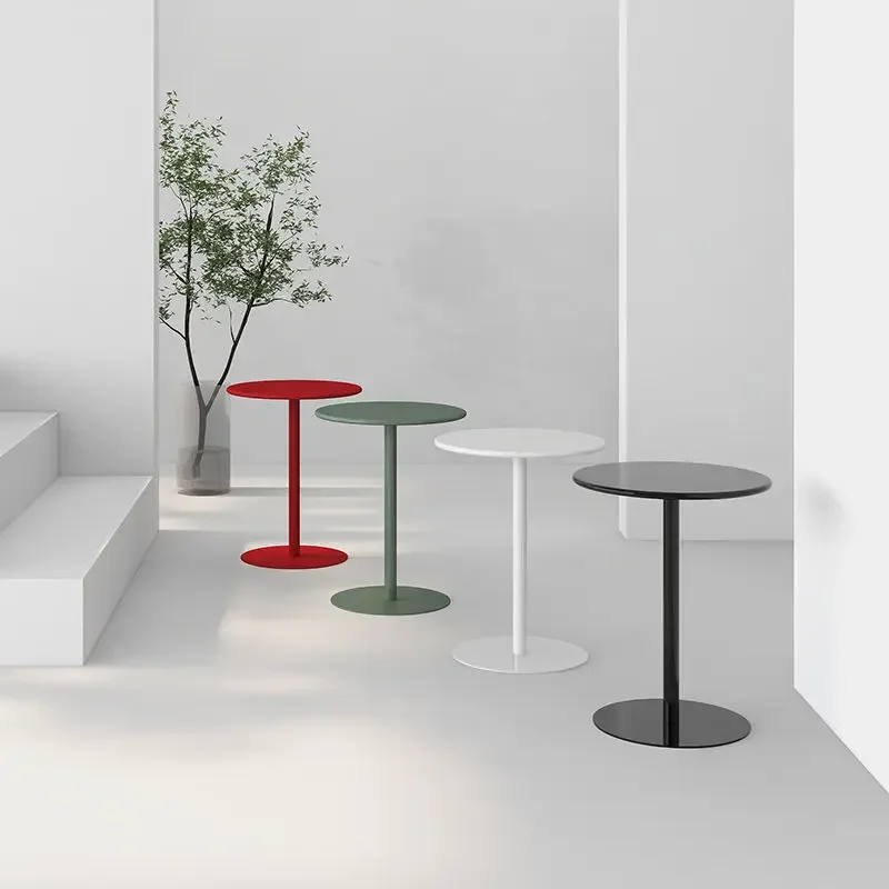 Nordic Sofa Balcony Living Room Coffee Tables Small Bedside Table Light Luxury Iron Art Extremely Simple Round Table Furniture image 5