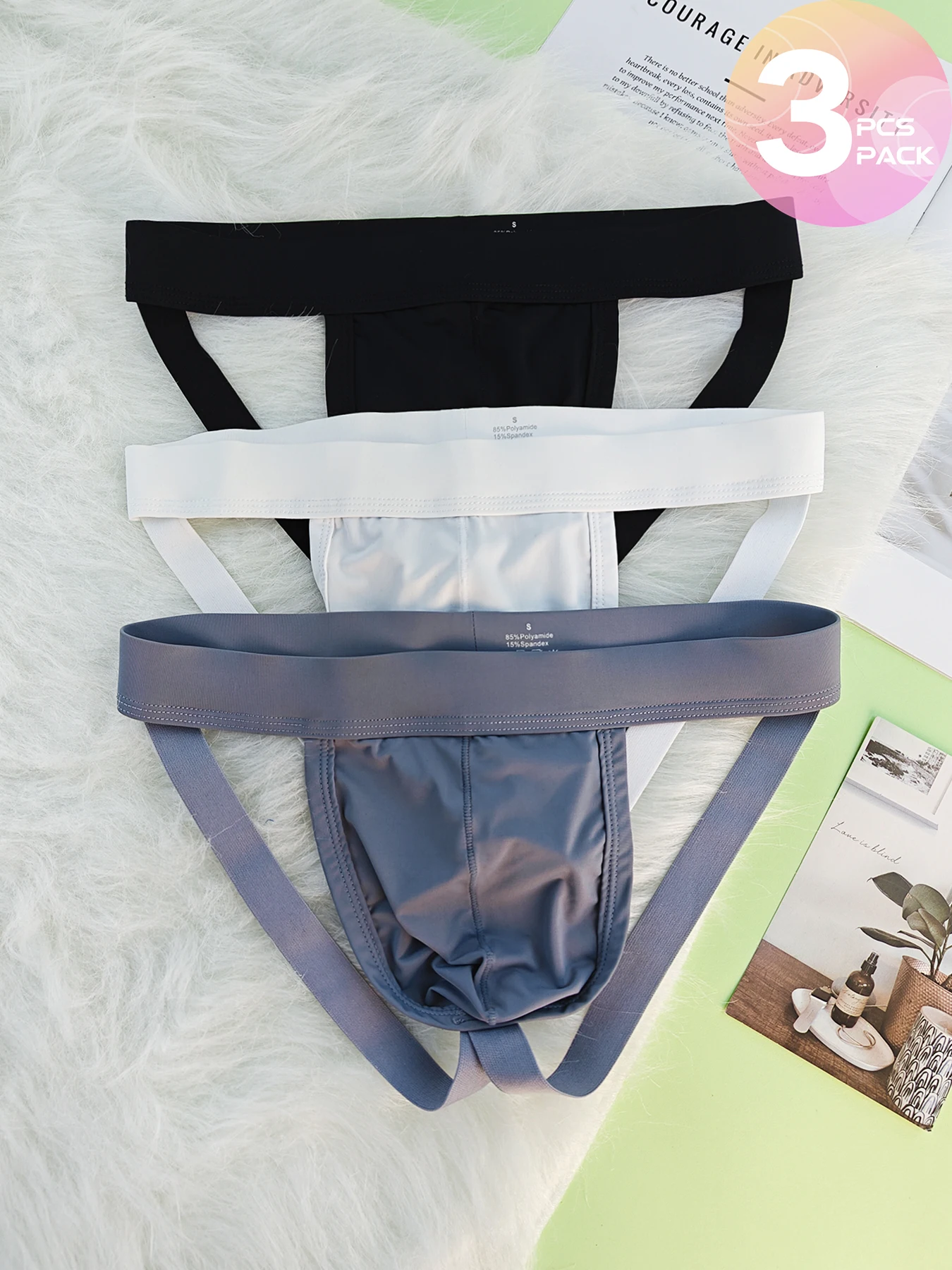 

White Sexy Ice Silk Men Jockstraps and Thongs Sexy Summer Breathable Low Waist Seamless Underwear Plus Size Discount 3/4/6pcs