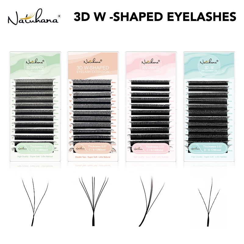 NATUHANA 3D Clover Premade Volume Lashes Czarne Rzęsy w Kształcie W Russian Volume Przedłużane Rzęsy Łatwe do Tworzenia Kępek dla Profesjonalnych Salonów — zdjęcie 2