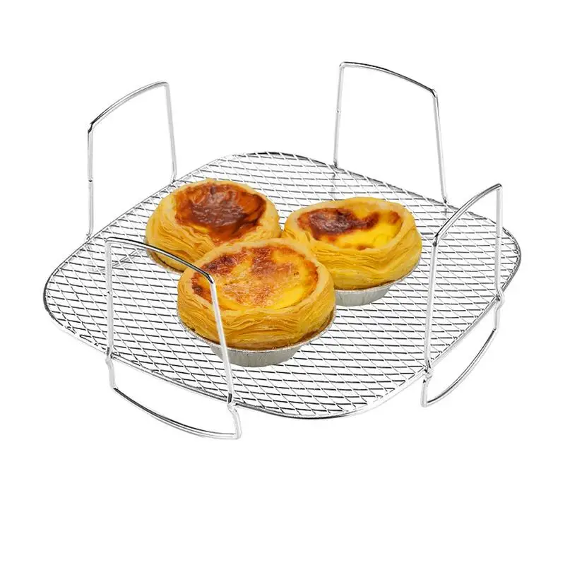 Griglia per friggitrice ad aria per forno Vassoio per pentola per friggitrice ad aria in acciaio inossidabile Cestello per cottura riutilizzabile Friggitrice ad aria per uso alimentare Griglia per friggitrice ad aria