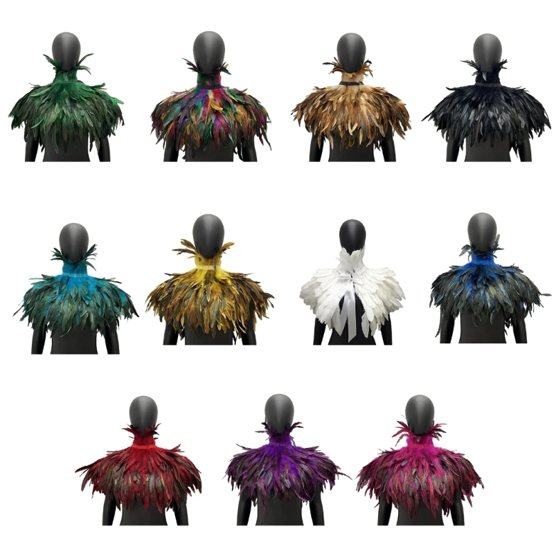 

Halloween Feather Shawl Cosplay Party Neck Wrap Women Universal Feathers Cape T8NB