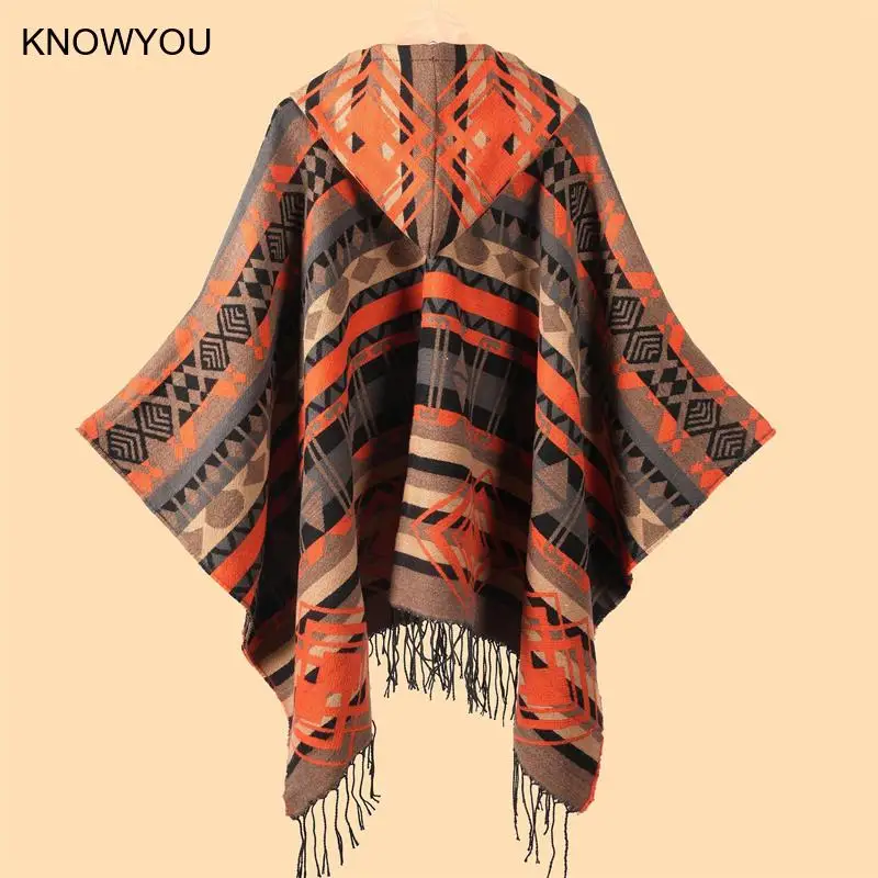 

Дорожный плащ с разрезом, теплая мужская куртка из искусственного кашемира, пончо, верхняя одежда с капюшоном большого размера, свободное пальто из пашмины с принтом на зиму