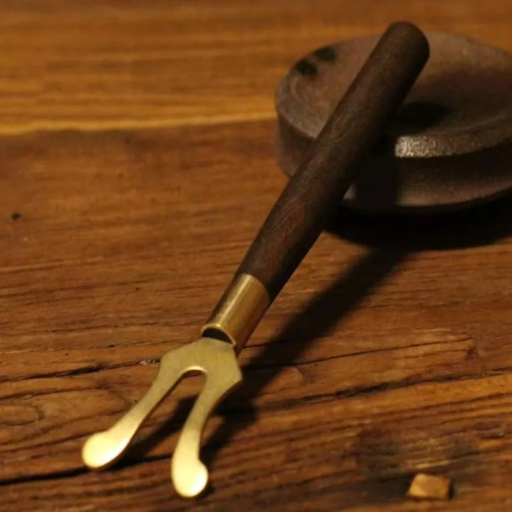 New Wood Copper Teapot Lid Clip 17cm Safe Tea Kettle Cover Fork Heat Insulation Durable Kung Fu Tea Tools for Cast Iron Teapot