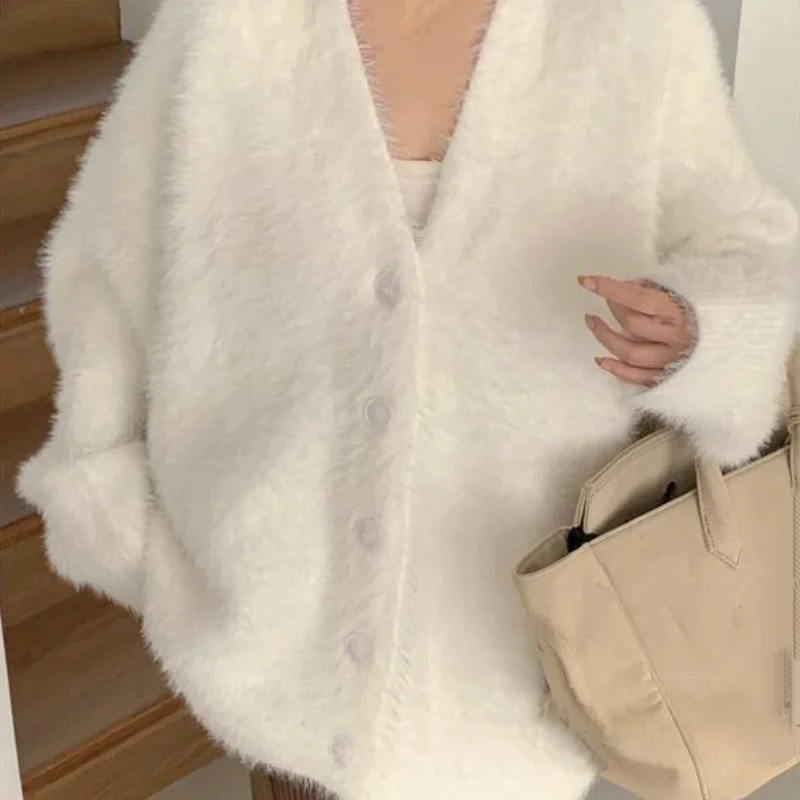 

Вязаный кардиган для женщин, весенне-осенний повседневный мягкий клейкий свитер, новинка 2025 года, высококачественный корейский вязаный кардиган