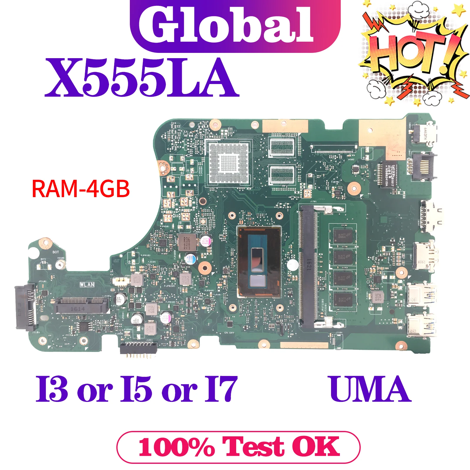 

KEFU X555LA Mainboard For ASUS X555LAB A555LA K555LA F555LA X555LD X555LB Laptop Motherboard I3 I5 I7 4th/5th Gen 4GB/2G-RAM UMA