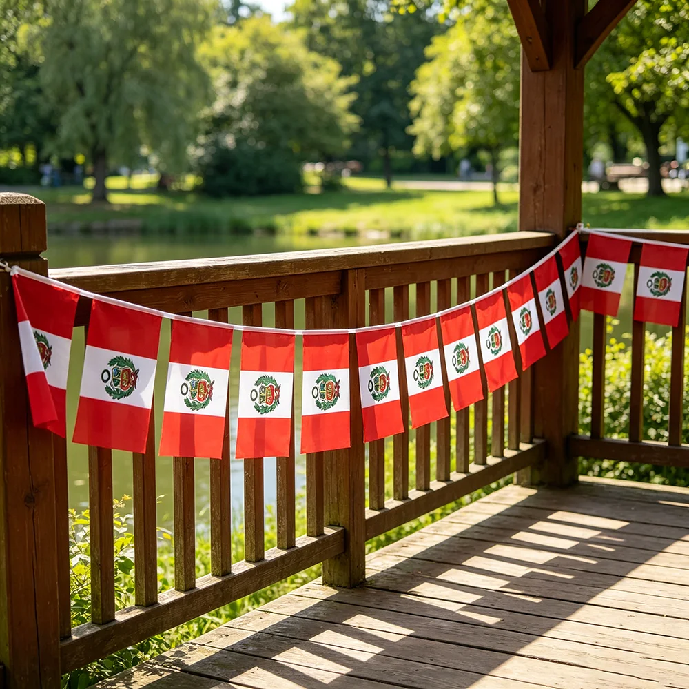 Peru bunting flag 14x21cm 20pcs/lot polyester  Pennant Peru String Banner for home decoration