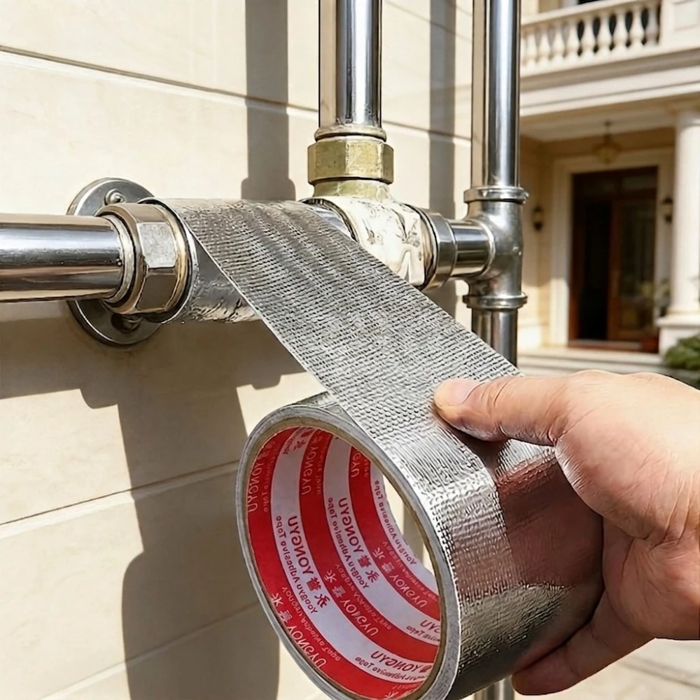 20M Fiberglass Aluminum Foil Tape Heat Resistant Waterproof Repair Tape Heavy Duty Self Adhesive Pipe Insulation