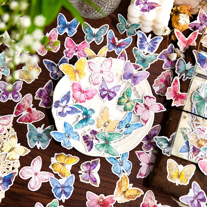 100 pieces Vintage flowers Butterfly figures tag living items Scrapbooking Supplies Decorative Stationery Sticker 6 choices