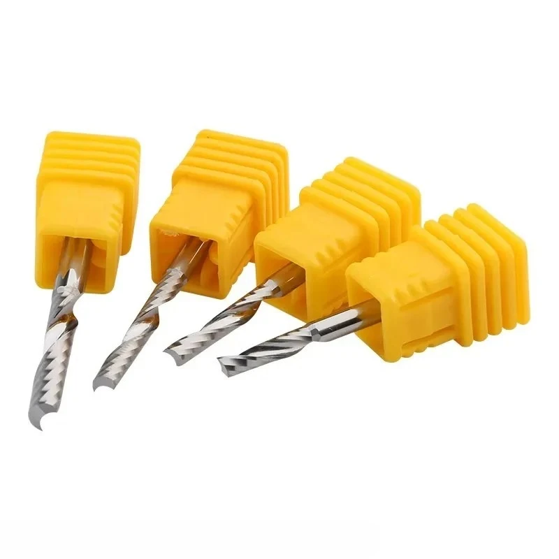 Acrylic CNC milling machine, hard end mill, drill bit, spiral carving knife, 4/6mm handle, 1 groove/2PCS