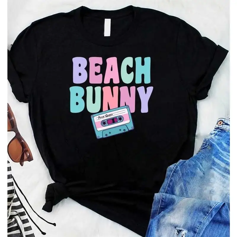 

Vintage Beach Bunny Graphic T-shirt with Cassette Design | Summer Casual Style for Women | Fun and Trendy Beachwear