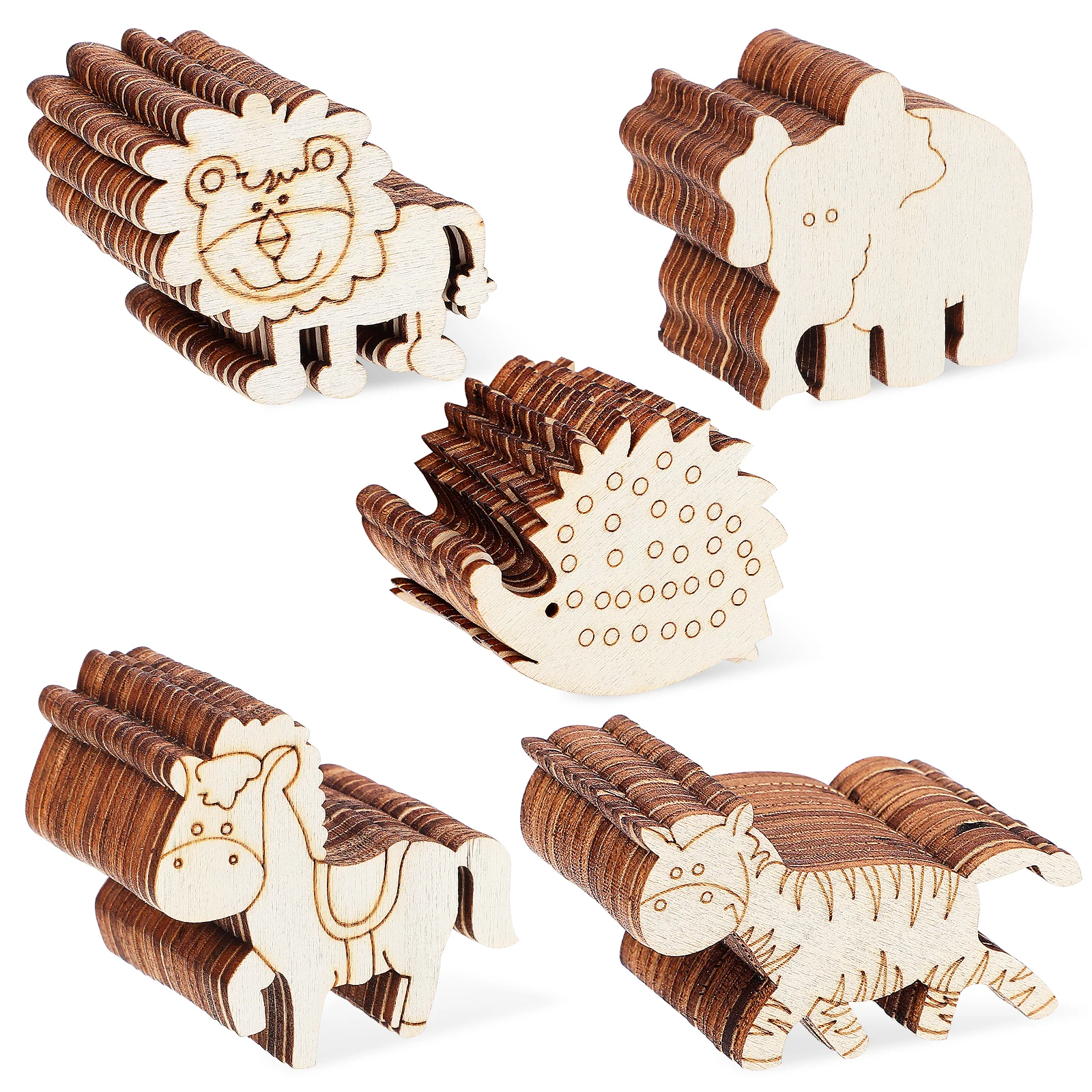 

100pcs Animal Cutouts Unfinished Wooden Shapes Wood Shapes For Crafts Diy Projects Wood Pieces Embellishments