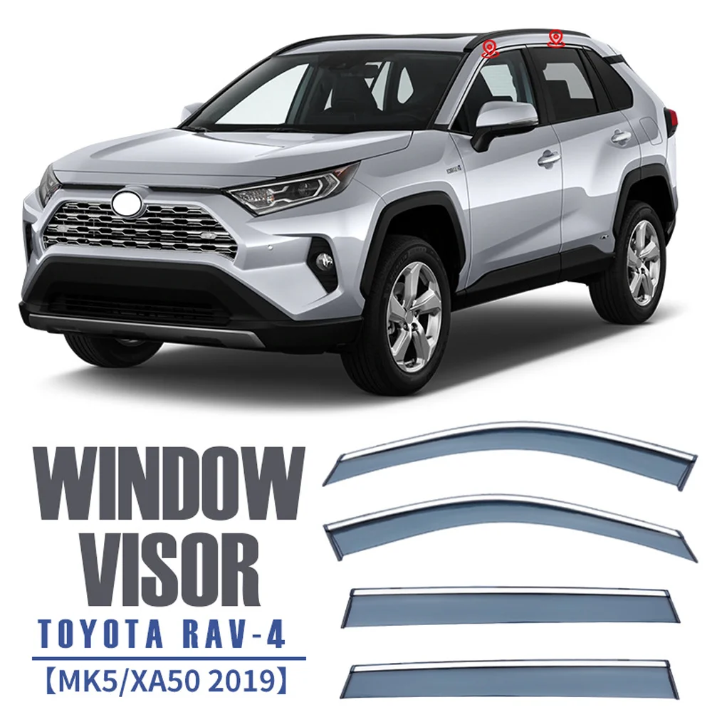 

Chrome Strips Rain Guards for TOYOTA RAV4 XA50 2019-2024 Window Visor Wind Deflectors Door Visor Vent Shades Ventvisor