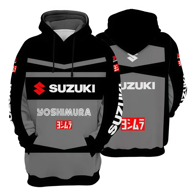

Suzuki's new autumn and winter men's sweatshirt outdoor off-road rider 3D printed top street retro casual sports hooded warm top