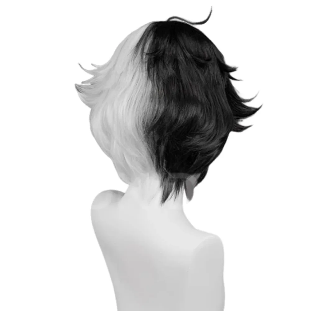 35 cm Luna Sneeuw Cosplay Fantasia Pruiken Vrouwen Wit Zwart Haar Spel Rivaal Disfraz Kostuum Accessoires Halloween Carnaval Party Prop