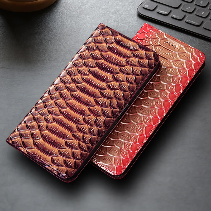 Genuine Leather Flip Case For Apple iPhone 11 12 13 14 15 16 16e 17 Pro Plus Max Mini Phone Cover Card Cases Dragon Scale