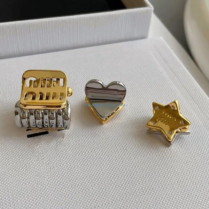 

D5QB Temperament Mini Square Star Heart Hair Pin Delicate Clip for Woman Shower