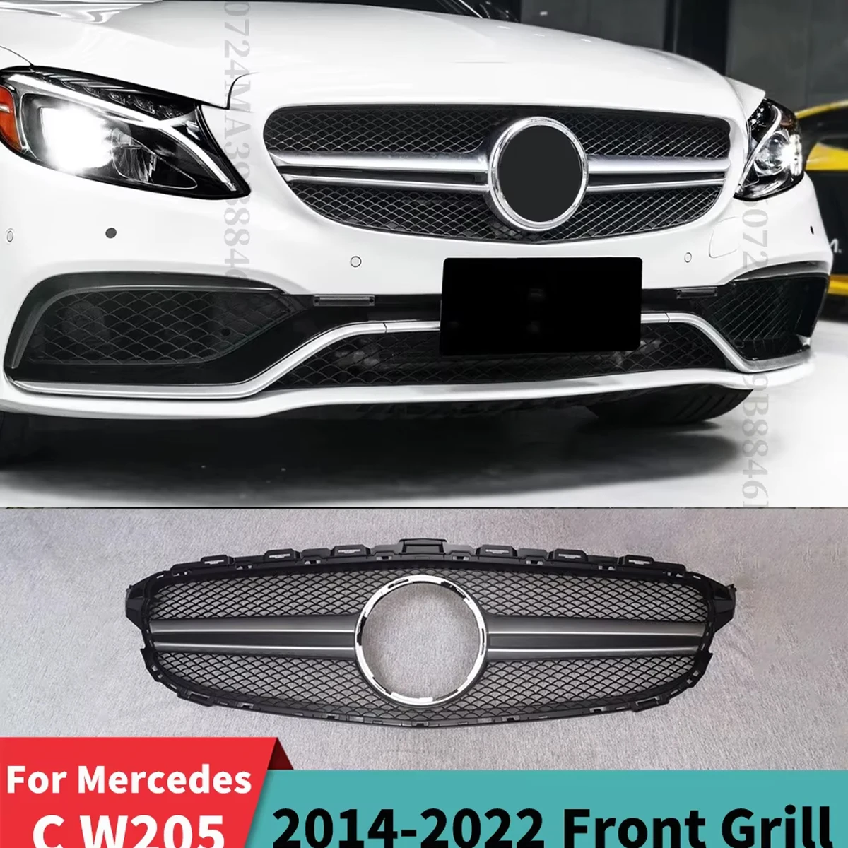 

Решетка переднего бампера, впускная решетка, сетка для Mercedes W205 Benz C C205 S205 C43 2014-2022 C200 C300 C180 C250 C260 AMG Style Refit