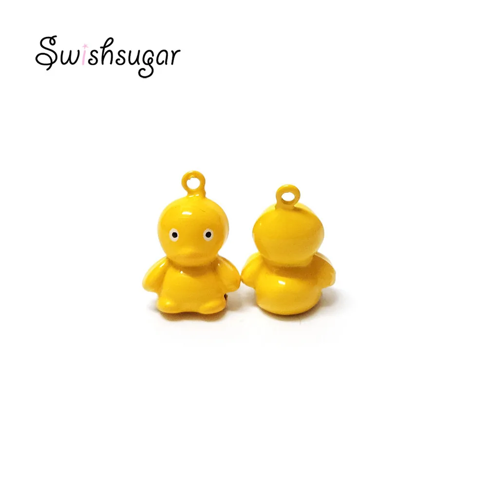 Cute Little Duck Cartoon Jingle Bells Pendant Bracelet Necklace Hanging Charms Jewelry Findings Decoration