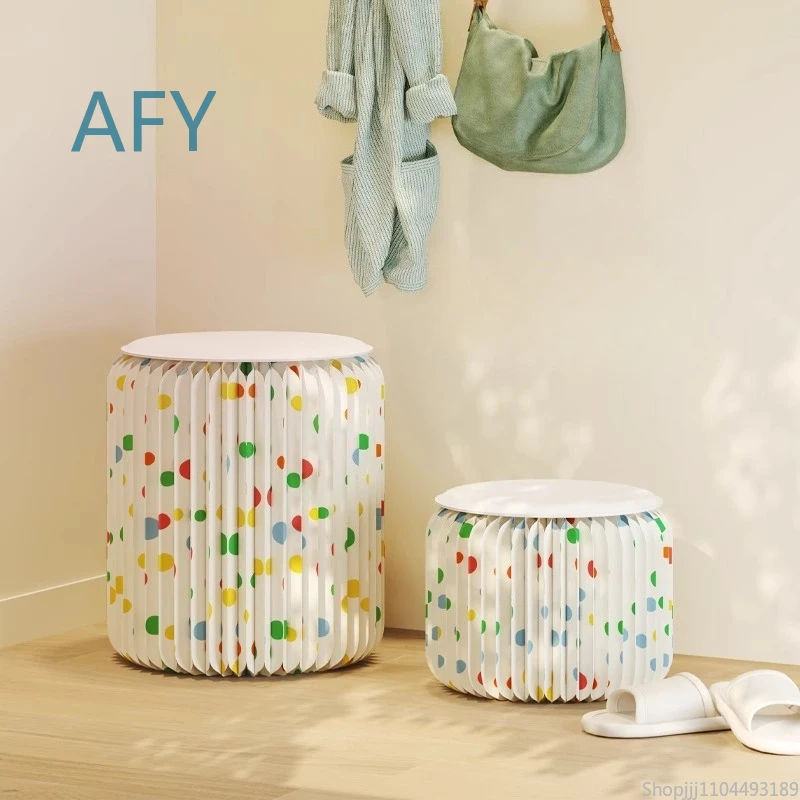 Creative Paper Stools for Home Living Room Polka Dot Low Stool Space Saving Furniture Side Table Makeup Stool for Small
