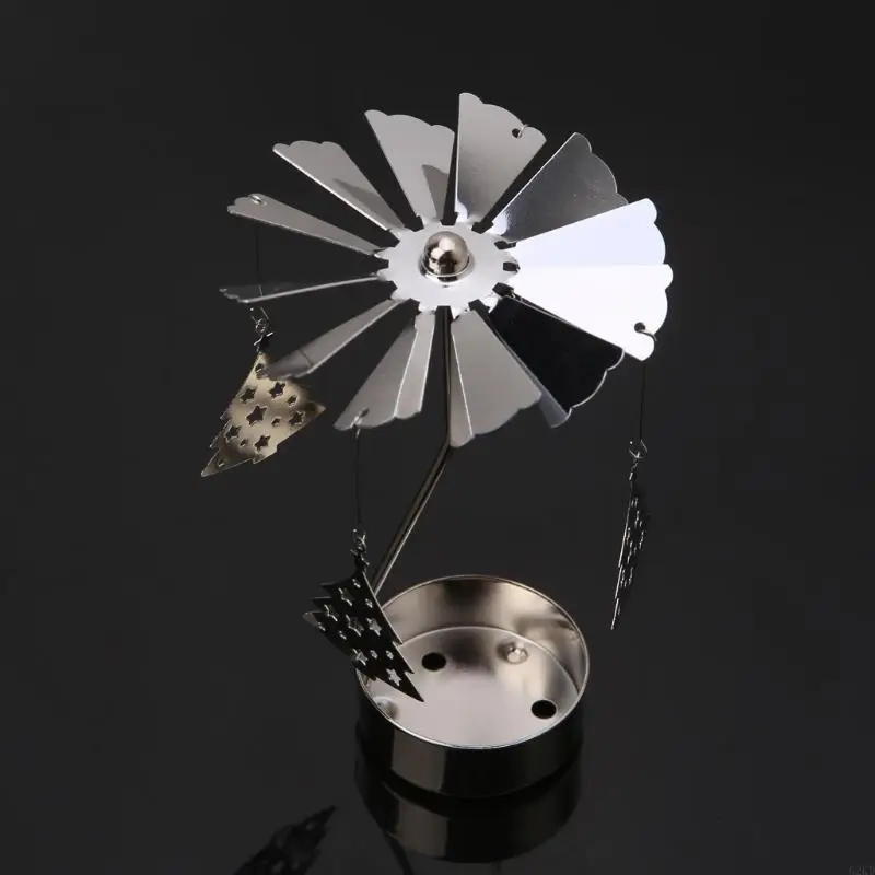 62KD Rotary Holder Spinning Candleholder Metal Tea Light Stand for Romantic Wedding Home Table Decor Holiday Favor