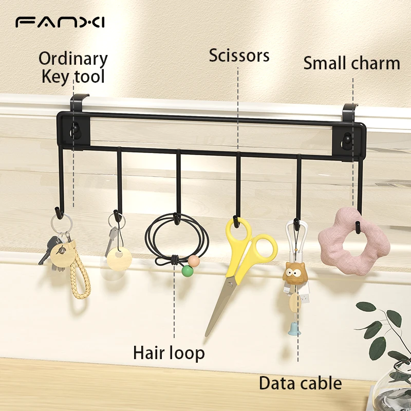 Versatile Wall Mounted Storage Hook Basket Organizer with Adjustable&Fixed Hooks,Space Saving Design,No Drill Installation.
