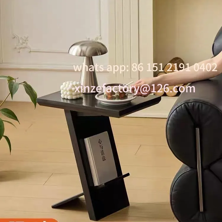 

Customizable minimalist solid wood Z-shaped living room sofa corner retro magazine rack