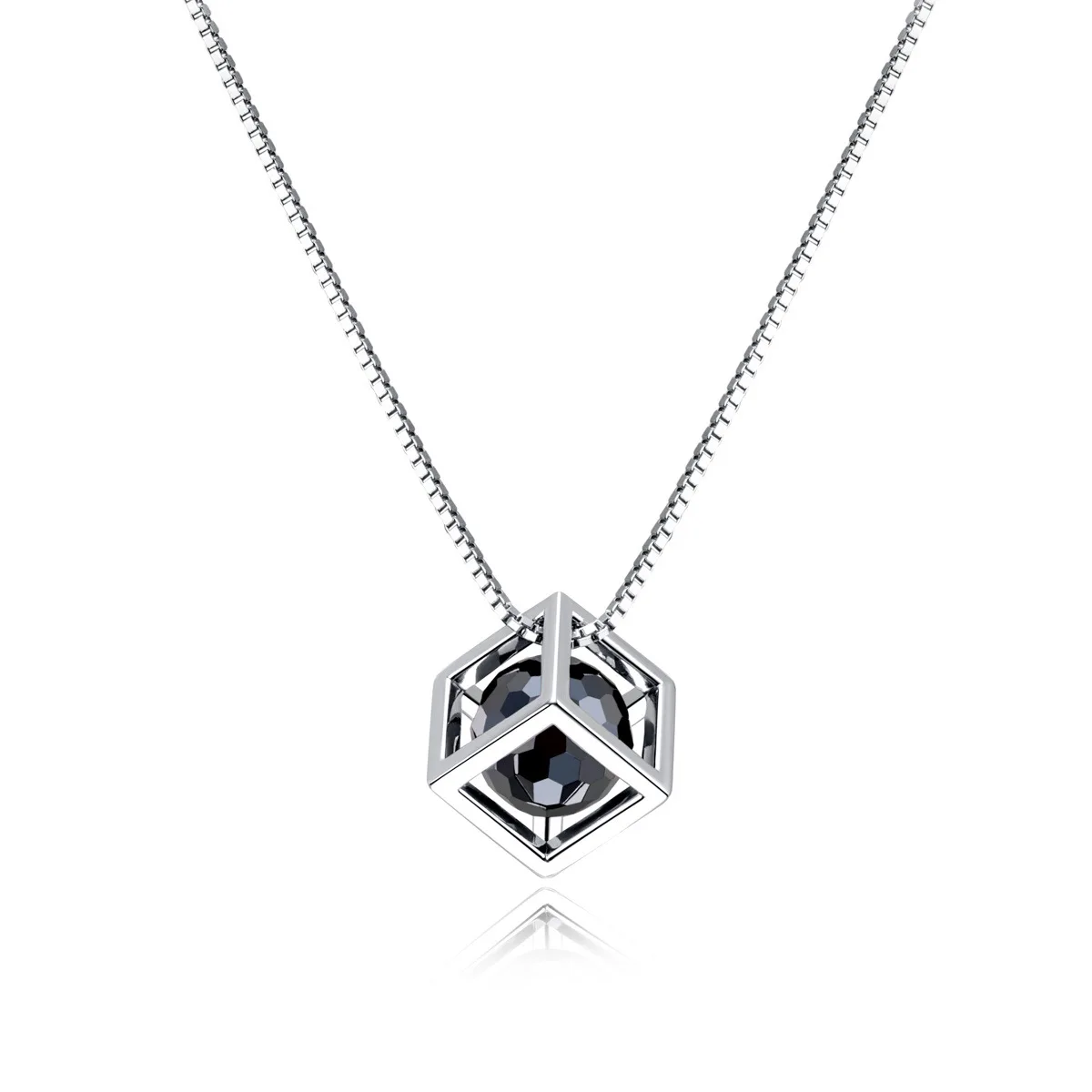 

Sparkling Black Moissanite Adjustable Pendant Necklace - 925 Sterling Silver Women's Jewelry Gift for Wedding & Engagement