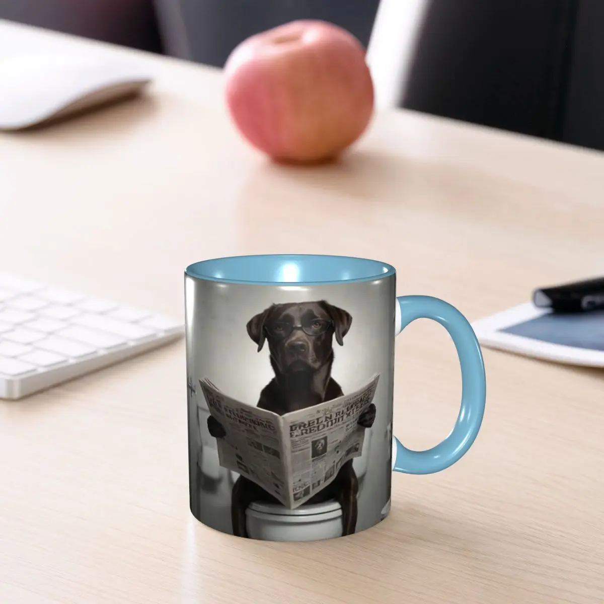 Chocolate Labrador Reading A Newspaper Mug Funny Ceramic Coffee Cups Tea Mugs Milk Cup Drinkware Gift for Woman Man
