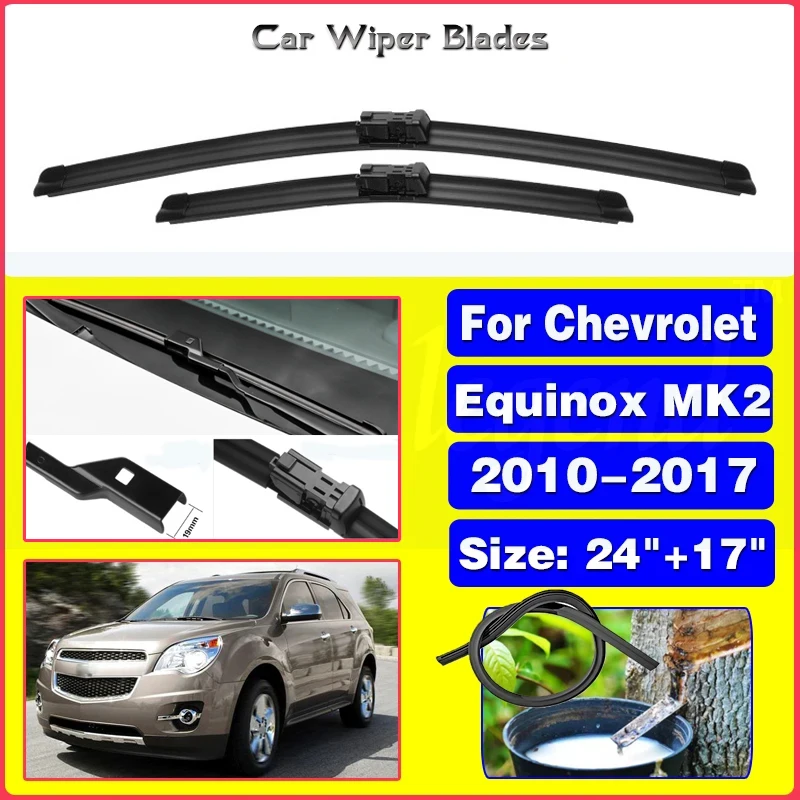 

For Chevrolet Equinox MK2 2010 - 2017 Car Accessories Front Windscreen Wiper Blade Brushes Wipers 2016 2015 Front Window 24"+17"