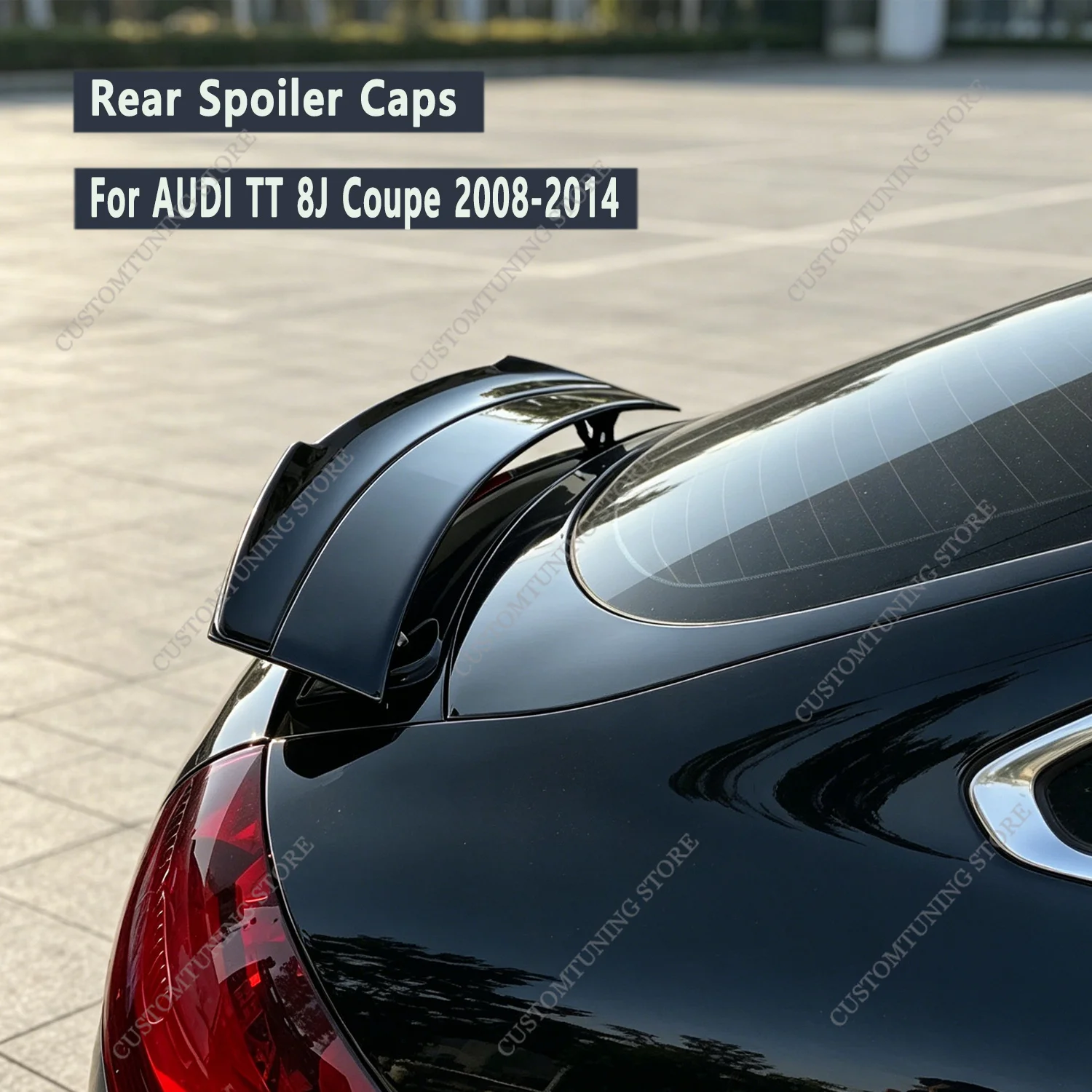 Gloss Black V Style Rear Spoiler Caps For Audi TT/TT S 8J Coupe FSI TFSI TDI 2008-2014  Rear Trunk Tail Wing Bodykits Tuning