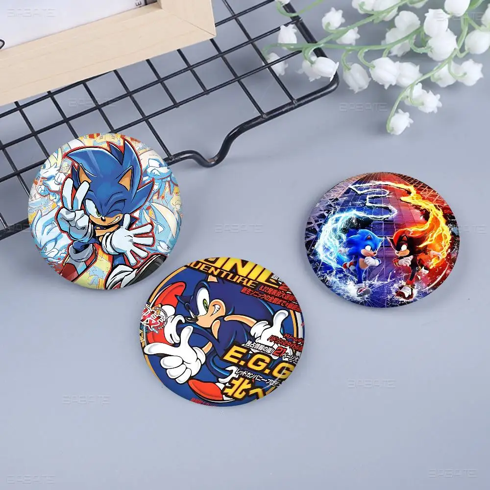 Popular Japanese Anime S-sonicS Tinplate Soft Button Pin Brooch Metal Badge Custom Jewelry Accessories Hat Bag Lapel